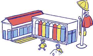 幼稚園のアイソメトリックイラスト