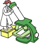 顕微鏡を除く研究者のイラスト