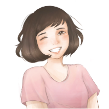 笑顔のショートカットの女子のイラスト